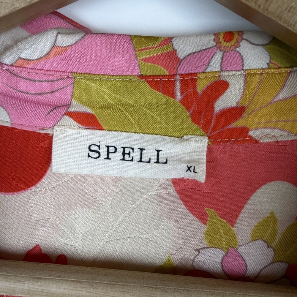 Spell Floral Tyler Printed Button Down Shirt XL Multicolor Boho Oversized Retro - Picture 8 of 14